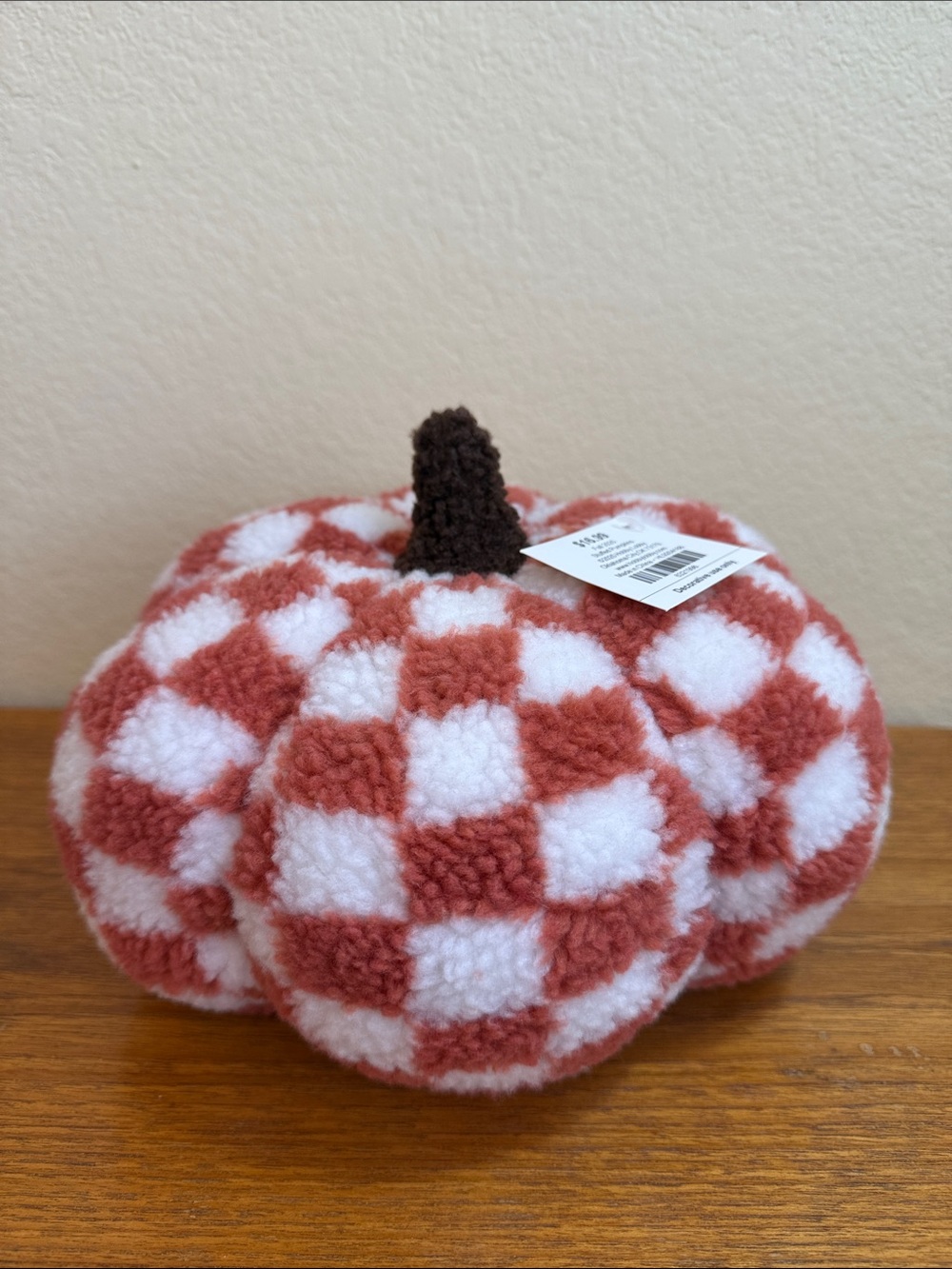 Hobby Lobby Fall Sherpa Checkered Stuffed Pumpkin